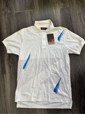 Vintage NWT 80’s Wilson Pro Staff Tennis white cotton polo shirt graphic print